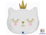 Шар (26&#039;&#039;/66 см) Фигура, Котенок Принцесса, Белый ( шар + гелий + лента ) Кот/ Кошка