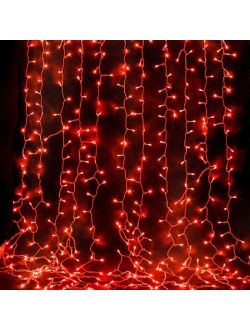 Световой занавес, 925 светодиодов, 2.4х3 м, 25 нитей, соединяемый (до 4 шт.), уличный, красный