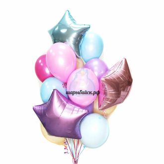 Композиция нежных шаров со звездами