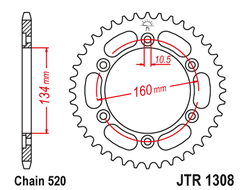 Звезда ведомая JT JTR1308.43 (JTR1308-43) (R1308-43) для Honda Road