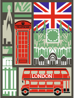 Набор для создания коллажа "Лондон туристический" зеленый (PDF)