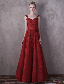Винно-красное вечернее ажурное платье "Levin" прокат Уфа