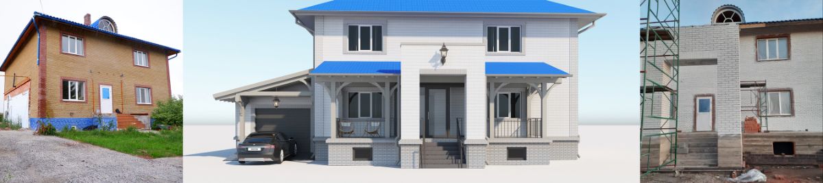 Эскиз входной группы для существующего дома с перекраской фасадов
