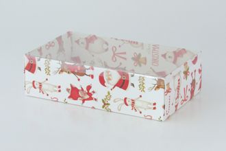 Коробка подарочная ВЫСОКАЯ 5П-В с Прозрачной крышкой (25*15* выс 7 см), Дедушка мороз
