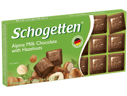 Шоколадная плитка Schgotten Alpine Milk with Hazelnuts, 100гр