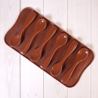 Форма силиконовая для шоколада &quot;Ложки&quot;  20*10 см, 6 ячеек