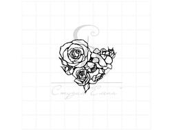 Штамп сердце из нарисованных роз