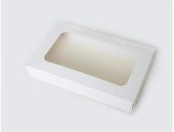 Коробка на 2 печенья С ОКНОМ (18*11*3 см), Белая