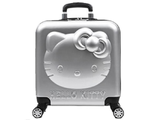 Детский чемодан на 4 колесах 3D Hello Kitty / Хелло Китти - серебряный