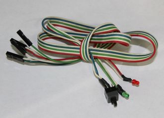 Кнопка включения ПК и два светодиода с кабелем
