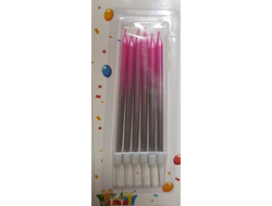 Свечи для торта ГРАДИЕНТ 12,5 см, 6 шт РОЗОВОЕ СЕРЕБРО