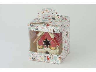 Коробка для пряничного домика с окном (17*17*19 см), Олени