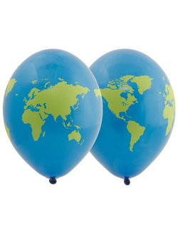 Латексные шары Земной шар  6 штук