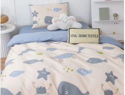 Детское постельное белье 1,5 спальное, рисунок Рыба Кит