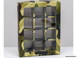 Коробка для конфет "Камуфляж" 12 шт 19 х 15 х 3,6 см