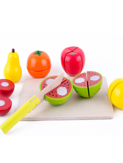 Обучающая игра BeeZee Toys набор игрушечных деревянных продуктов Полезные витаминки: еда для резки,