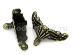 защита уголка с ножкой “Винтаж-узор” 36x18 мм, цвет-античная бронза