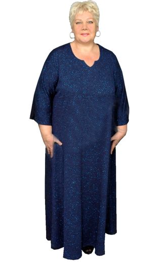 Вечернее, нарядное платье с мягкими блестками БОЛЬШОГО размера арт. 2379 (цвет темно-синий) Размеры 58-84
