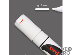 Маркер меловой Uni Chalk 8 мм клиновидный (белый)