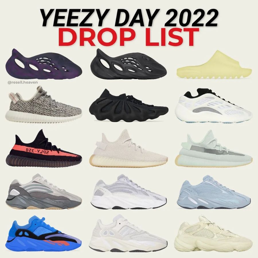 Релизы Adidas Yeezy Boost 2022 года