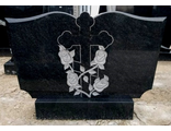 Памятник из гранита двойной с розами и крестом ПЦ-4