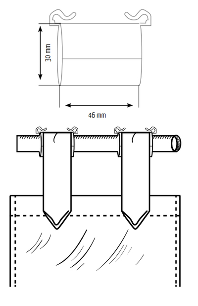 Плечики для круглого карниза, 46х30 мм