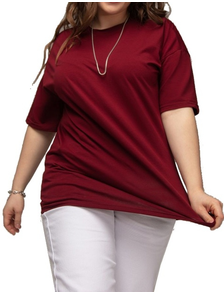Женская свободная футболка БОЛЬШОГО размера Арт. 1439522-52 (цвет бордо) Размеры 54-80