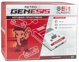 Retro Genesis 8 Bit Classic + 300 игр (AV кабель, 2 проводных джойстика)