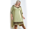 Изящный домашний комплект (халат+ночная сорочка) Арт. 1300 (цвет зеленый) Размеры 52-70