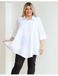 Женская одежда - Женская удлиненная стильная Туника арт. 625 (Цвет белый) Размеры 54-72