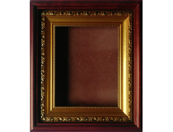 Киот деревянный с багетной рамой "под золото" для иконы формата 13х16см.