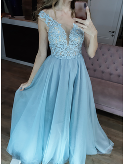 Голубое бальное платье "Вероника" прокат Уфа