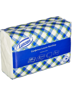 Салфетки бумажные Luscan NonStop 1-слойные белые 100 штук в пачке