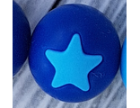 Шар 15мм со вставкой звезда, синий и голубой