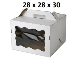 Коробка для торта с фигурным окном с РУЧКОЙ, 28*28*30 см