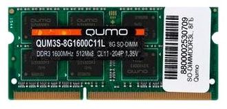 Модуль памяти QUMO DDR3 SODIMM 8GB QUM3S-8G1600C11L PC3-12800, 1600MHz