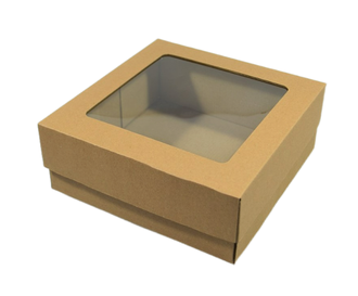 Коробка для торта с окном, 22,5*22,5*11 см (КТ 110) КРАФТ