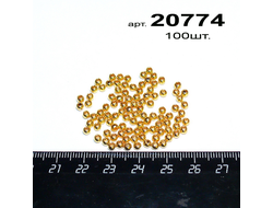 Бусина акрил металлизированная арт.20774: ф 3мм - цвет "золото" - 1,4г - уп.100шт.