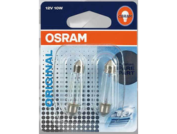 Лампа OSRAM 12V 10W двухцокольная, 41 мм. 2 шт. в блистере