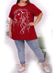 Женская футболка больших размеров из хлопка арт. 9030-5427 (цвет бордо) Размеры 66-80