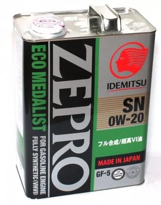 Масло моторное IDEMITSU ZEPRO ECO MEDALIST 0W20 синтетическое 4 л.