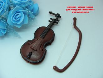 Кукольная скрипка №29-7, длина 8,2см, пластик, 60р/шт