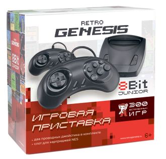 Retro Genesis 8 Bit Junior + 300 игр (AV кабель, 2 проводных джойстика)