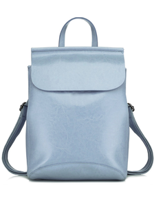 Кожаный женский рюкзак-трансформер голубой