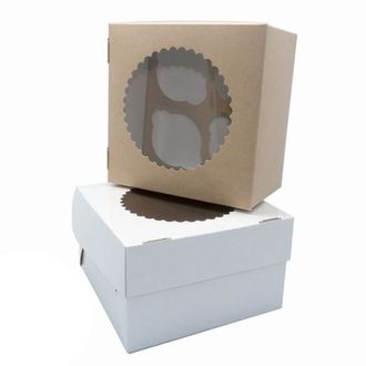 Коробка на 4 кекса ECO MUF 4 (16*16*10 см), двухсторонняя Крафт/Белая