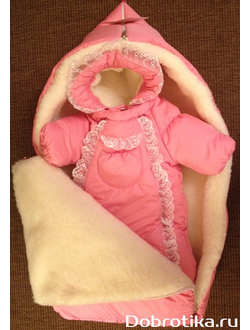 Комбинезон зимний для новорожденного от 0-6 мес "Розовая нежность", с отверстием для ремня безопасности автокресла, арт. 2321р