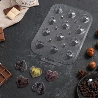 Форма пластиковая для шоколада &quot;Конфеты Граненое Сердце&quot;