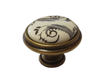 Ручка-кнопка, К8113, бронза/керамика белая