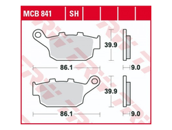 Тормозные колодки задние TRW MCB841SH для (Sinter Street SH)