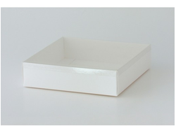 Коробка подарочная с ПРОЗРАЧНОЙ КРЫШКОЙ, 20*20 высота 5 см, Белая
